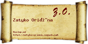 Zatyko Oriána névjegykártya